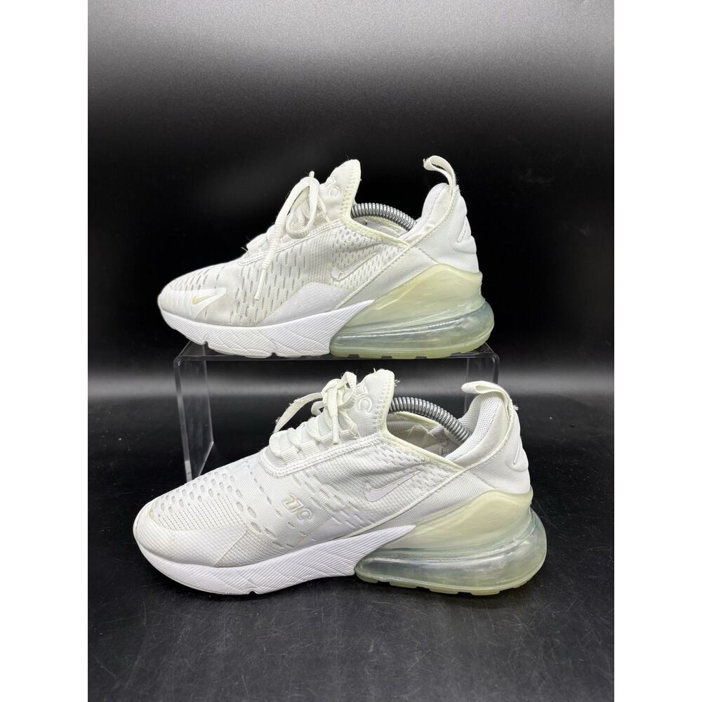 Nike Air Max 270 Shoes Youth Size 4Y White Triple White Mesh Sneakers 943345-103 - Picture 2 of 8